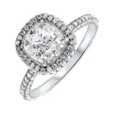 2.2ct Cushion Cut Diamond Engagement Ring 14k White Gold Finish Halo Solitaire