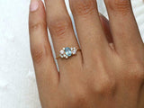 1.8ct Engagement Ring Oval Cut Blue Aquamarine Cluster 14k Yellow Gold Finish