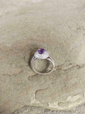 1.7ct Engagement Ring Round Cut Purple Amethyst Dual Halo 14k White Gold Finish