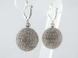 8ct Round Cut VVS1D Diamond Ball Globe Women Drop Earrings 14k White Gold Finish