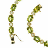 16ct Oval Cut Green Peridot Diamond Women Tennis Bracelet 14k Yellow Gold Finish