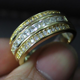 2.2Ct Princess Cut Diamond Half Eternity Wide Wedding Band 14K Yellow Gold Over