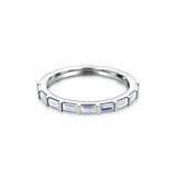 Channel Set Half Eternity Band 0.54ct Baguette Cut Diamond 14k White Gold Finish