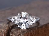 2ct Oval Diamond Antique Solitaire Engagement Ring Women 14k White Gold Finish