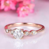 1.5ct Round Cut Diamond Engagement Ring Five Stone Solitaire 14k RoseGold Finish