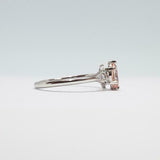 1ct Oval Cut Morganite Round Diamond Accents Engagement Ring 14k White Gold Over