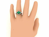 2ct Pear Green Emerald Engagement Ring Halo Trilogy Solitaire 14k WhiteGold Over