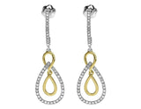 0.4ct Round Cut Diamond Stylish Halo Dangle Earrings Women 14k Two Tone Finish