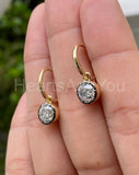 1ct Round Cut Moissanite Bezel Set Huggies Women Earrings 14k Yellow Gold Plated