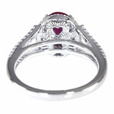 2.75ct Oval Cut Pink Ruby Engagement Ring Split Shank Halo 14k White Gold Finish