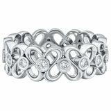 Filigree Full Eternity Wedding Band 1ct Round Cut Diamond 14k White Gold Finish