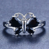 2ct Pear Cut Black Diamond Engagement Ring 14k WhiteGold Finish Butterfly Design