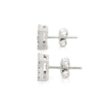 2ct Stud Earrings Princess Cut Pink Sapphire Diamond Halo 14k White Gold Finish