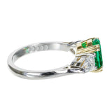 3ct Oval Cut Green Emerald Engagement Ring Trilogy Solitaire 14k White Gold Over