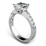 2.5ct Princess Cut Fine Solitaire Accented Engagement Ring 14k White Gold Finish