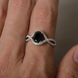 Infinity Wedding Engagement Ring 2ct Oval Cut Black Diamond 14k WhiteGold Finish