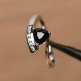 1ct Engagement Ring Trillion Cut Black Diamond Bypass Style 14k WhiteGold Finish