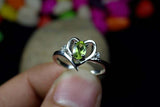 0.8ct Engagement Ring Oval Cut Green Peridot Heart Trilogy 14k White Gold Finish