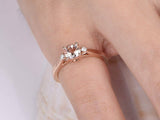 1.2ct Round Cut Peach Morganite Solitaire Engagement Ring 14k Rose Gold Finish