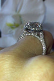 2ct Pear Cut VVS1D Diamond Accents Halo Engagement Ring 14k White Gold Finish