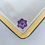 4.5ct Heart Cut Purple Amethyst Hearts Flower Cocktail Ring 14k WhiteGold Finish