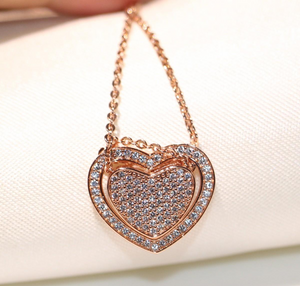 2ct Round Cut VVS1D Diamond Pendant Halo Open Heart 14k RoseGold Finish NO CHAIN