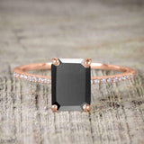 1.2ct Emerald Black Diamond Engagement Ring 14k Rose Gold Over Solitaire Promise