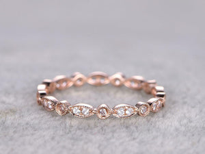 Stackable Full Eternity Wedding Band 1ct Round Cut Diamond 14k Rose Gold Finish