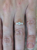 1.5ct Round Cut Diamond Engagement Ring Pear Accent Trilogy 14k Rose Gold Finish