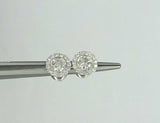 1.5ct Round Cut VVS1 Diamond Cluster Halo Stud Earrings 14k White Gold Finish