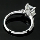 3Ct Princess Cut Diamond Vintage Solitaire with Accents Ring 14K White Gold Over