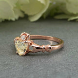 1ct Heart Cut Yellow Sapphire Claddagh Design Engagement Ring 14k Rose Gold Over