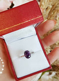 2.5ct Oval Cut Purple Amethyst Engagement Ring 14k White Gold Finish Solitaire