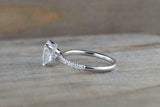 1.5ct Oval Cut Diamond Engagement Ring Solitaire 14k White Gold Over with Accent