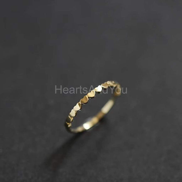 Heart Love Dainty Minimalist Engagement Ring for Women 14k Yellow Gold Plated