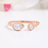 1ct Pear Cut VVS1D Diamond Engagement Ring Bezel Set Open 14k Rose Gold Finish