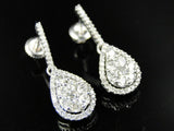 1.6ct Round Cut Diamond Teardrop Pear Shaped Drop Earrings 14k White Gold Finish