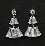 2ct Baguette Diamond Chandelier Dress Fan Shape Drop Earrings 14k WhiteGold Over