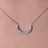 1.5ct Round Cut VVS1D Diamond Pendant Chain Crescent Moon 14k White Gold Finish