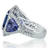 4ct Cushion Blue Sapphire Engagement Ring Dual Halo Cocktail 14k White Gold Over