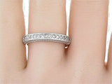 0.5ct Round Diamond Half Eternity Milgrain Wedding Ring Band 14k White Gold Over