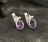 2ct Stud Earrings Oval Cut Purple Amethyst Stylish Partywear 14k White Gold Over