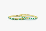 1.2ct Round Cut Green Emerald Full Eternity Wedding Band 14k Yellow Gold Finish