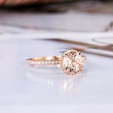 1.5ct Round Cut Peach Morganite Engagement Ring Halo Solitaire 14k RoseGold Over