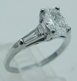 3Ct Oval Cut Diamond Trilogy Engagement Ring 14K White Gold Over Baguette Accent