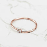 Thin Minimalist Bypass Engagement Ring 0.2ct Round Cut Diamond 14k RoseGold Over