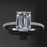 Solitaire with Accents Engagement Ring 1.75ct Emerald Diamond 14k WhiteGold Over