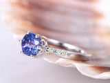 1.3ct Round Cut Blue Tanzanite Solitaire Engagement Ring 14k White Gold Finish