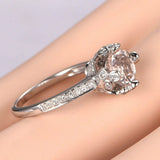 1.5ct Round Cut Peach Morganite Crown Design Engagement Ring 14k White Gold Over