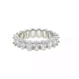 3ct Oval Simulated Diamond Iced Full Eternity Wedding Band 14k White Gold Plated